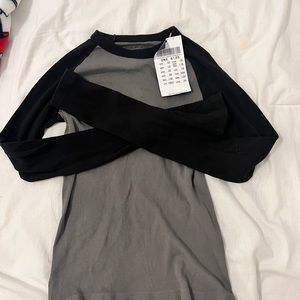 Black and Grey Brandy Melville long sleeve shirt